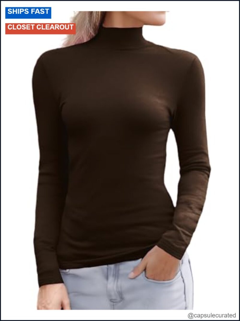 Women's Long Sleeve Mock Turtleneck Fleece Lined Base Layer Slim Fit Thermal Top